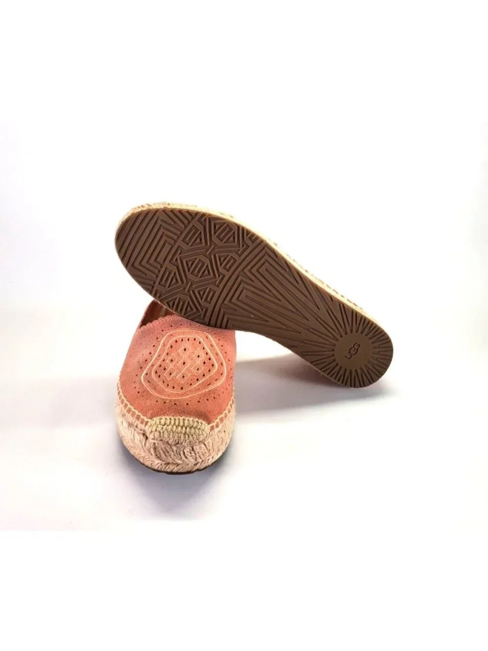 UGG Women's Pink Heidi Perforated Espadrille In Suntan Suede Sz 6.5 1711 - Picture 3 of 14